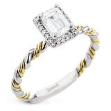 Simon G. Bridal Set 18k Two Tone Gold Emerald Cut Engagement Ring - LR2796-2T-18KS photo