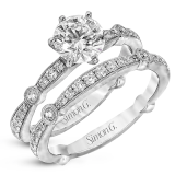Simon G. 0.59 ctw Bridal Set 18k White Gold Round Cut Engagement Ring - MR1546-W-18KSET photo