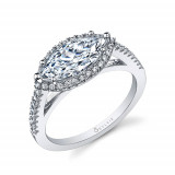 0.36tw Semi-Mount Engagement Ring With 13X6 Marq Halo *1/2* - sy395 mq photo