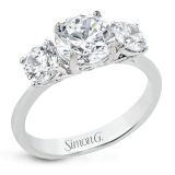 Simon G. 1.0 ctw 3 Stone 18k White Gold Round Cut Engagement Ring - LR2843-W-18KS photo
