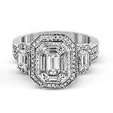 Simon G. 1.01 ctw Halo 18k White Gold Emerald Cut Engagement Ring - LP1996-W-18K photo2