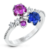 Simon G. Color Ring 18k Gold (White) 1.14 ct Sapphire 0.17 ct Diamond - LR2245-18K photo