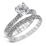 Simon G. 0.72 ctw Bridal Set 18k White Gold Round Cut Engagement Ring - TR431-W-18KSET photo