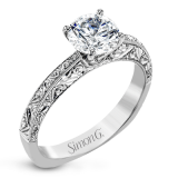 Simon G. Straight 18k White Gold Round Cut Engagement Ring - MR2965-W-18KS photo