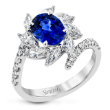 Simon G. Color Ring 18k Gold (White) 1.98 ct Sapphire 1.08 ct Diamond - MR3024-18K photo