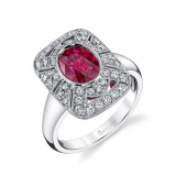2.14tw Semi-Mount Engagement Ring With 1.58ct Oval Ruby 14W - s1228 ru photo