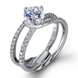 Simon G. Bridal Set 18k White Gold Round Cut Engagement Ring - MR1908-A-W-18KS photo