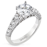 Simon G. Straight 18k White Gold Round Cut Engagement Ring - LR2785-W-18KS photo