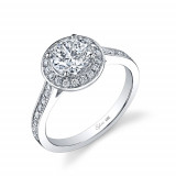 0.36tw Semi-Mount Engagement Ring With 1ct Round Head - sy865 photo