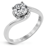 Simon G. Straight 18k White Gold Round Cut Engagement Ring - MR2958-W-18KS photo