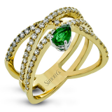 Simon G. Color Ring 18k Gold (White, Yellow) 0.39 ct Emerald 0.61 ct Diamond - LR2244-18K-S photo