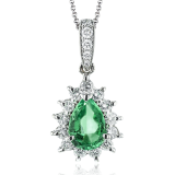 Simon G. Color Pendant Platinum (White) 0.85 ct Emerald 0.44 ct Diamond - LP4547-PT photo