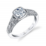 0.54tw Semi-Mount Engagement Ring With 1.25ct Cushion Head - s1132 cu photo