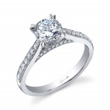 0.30tw Semi-Mount Engagement Ring With 1ct Round Head - sy808 photo
