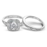 Simon G. Bridal Set 18k White Gold Round Cut Engagement Ring - MR2620-W-18KSET photo2