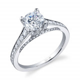0.49tw Semi-Mount Engagement Ring With 1ct Round Head - sy778 photo