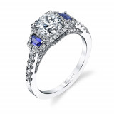 0.74tw Semi-Mount Engagement Ring 1ct Round/Cushion - s4112s photo