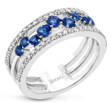 Simon G. Color Ring 18k Gold (White) 0.59 ct Sapphire 0.38 ct Diamond - LR2303-18K photo