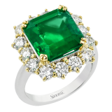 Simon G. Color Ring Platinum (White, Yellow) 6.29 ct Emerald 1.79 ct Diamond - LR2896-PT-18KY photo