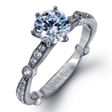 Simon G. Bridal Set 18k White Gold Round Cut Engagement Ring - MR1546-W-18KS photo
