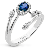 Simon G. Color Ring 18k Gold (White) 0.31 ct Sapphire 0.24 ct Diamond - LR2265-18K-S photo