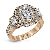 Simon G. 1.01 ctw Halo 18k Rose Gold Emerald Cut Engagement Ring - LP1996-R-18K photo