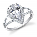 0.35tw Semi-Mount Engagement Ring With 3ct Pear Head - sy289 ps photo