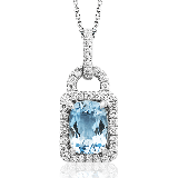 Simon G. Color Pendant 18k Gold (White) 1.4 ct Aquamarine 0.23 ct Diamond - TP137-18K-S photo