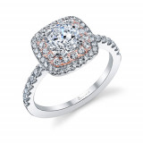 0.55tw Semi-Mount Engagement Ring With 1ct Round/Cushion Halo Two Tone - s1097 tt photo