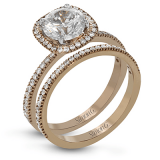 Simon G. Bridal Set 18k Rose Gold Round Cut Engagement Ring - MR1840-A-R-18KSET photo