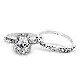 Simon G. 0.72 ctw Bridal Set 18k White Gold Oval Cut Engagement Ring - MR2905-W-18KSET photo2