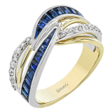 Simon G. Color Ring 18k Gold (White, Yellow) 1.46 ct Sapphire 0.25 ct Diamond - LR2935-18K photo