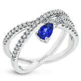 Simon G. Color Ring 18k Gold (White) 0.46 ct Sapphire 0.35 ct Diamond - LR2366-A-18K-S photo