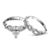 Simon G. 0.28 ctw Bridal Set 18k White Gold Pear Cut Engagement Ring - TR473-PR-W-18KSET photo2