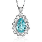 Simon G. Color Pendant 18k Gold (White) 0.8 ct Paraiba Tourmaline 0.46 ct Diamond - MP1844-18K-S photo